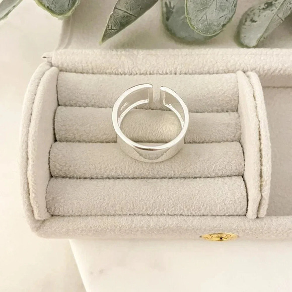 925 Sterling Silver Wide Ring Band Chunky Ring Band Minimalist Ring Stackable - Picture 5 of 7